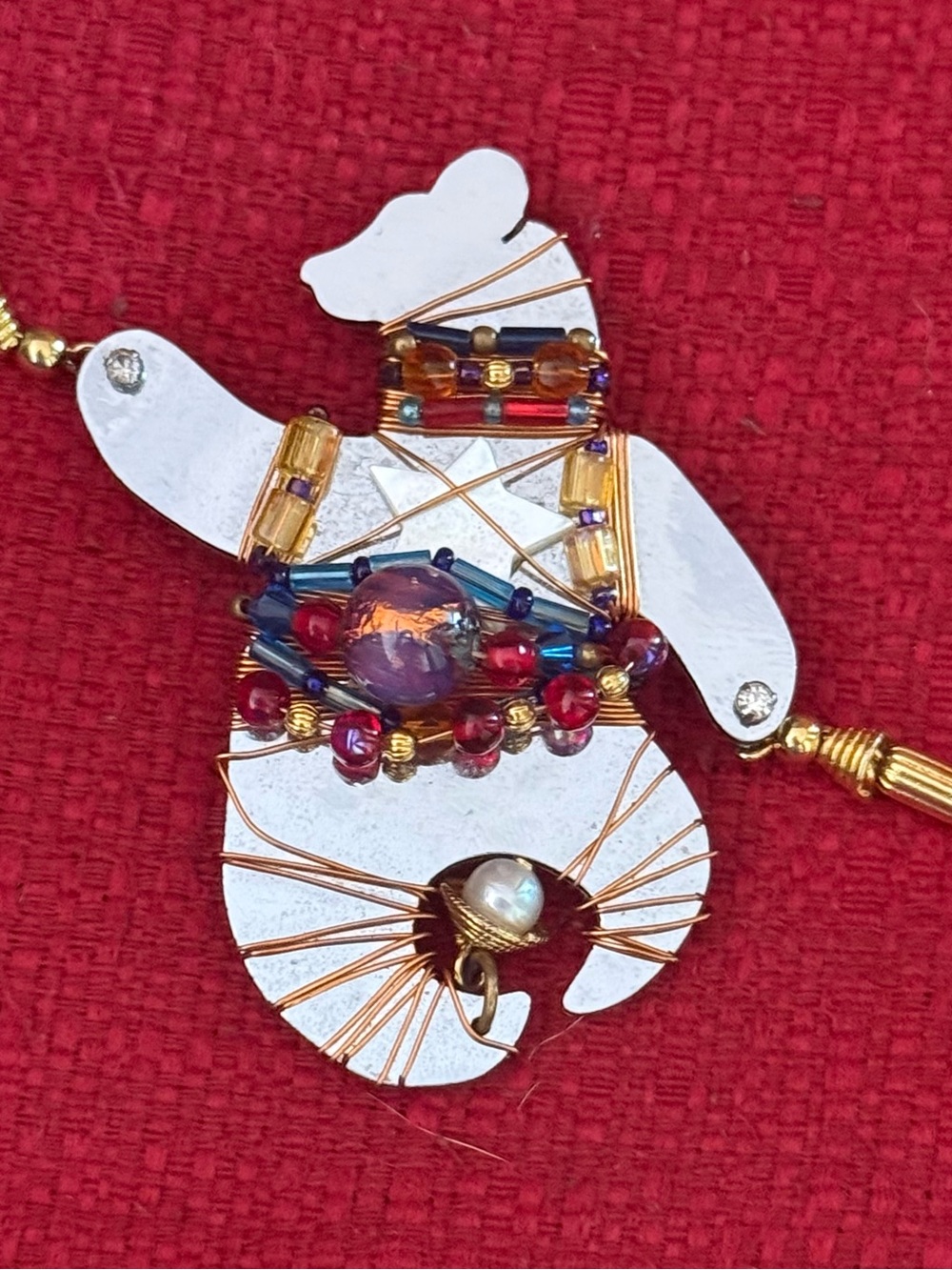 Vintage 1992 Liztech Signed Bear Brooch – Mixed Media Artistic Pin
